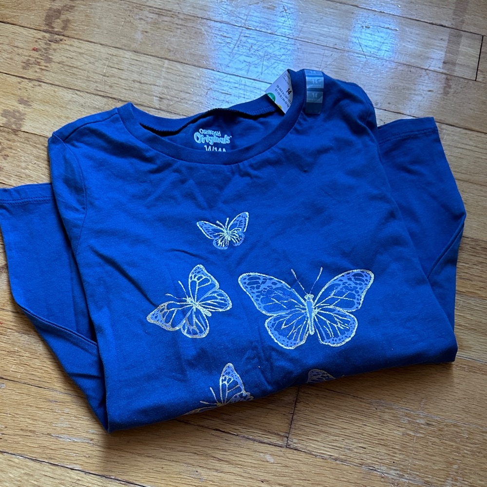 OshKosh B'gosh Navy Butterfly Long Sleeve Tee
